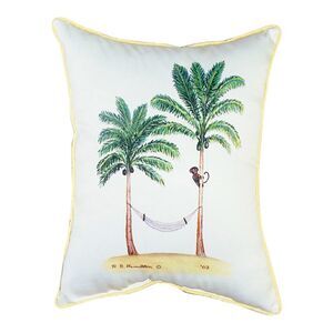 Tropical Palm Trees and Monkey Indoor Outdoor Pillow Made in the USA 15 X 22